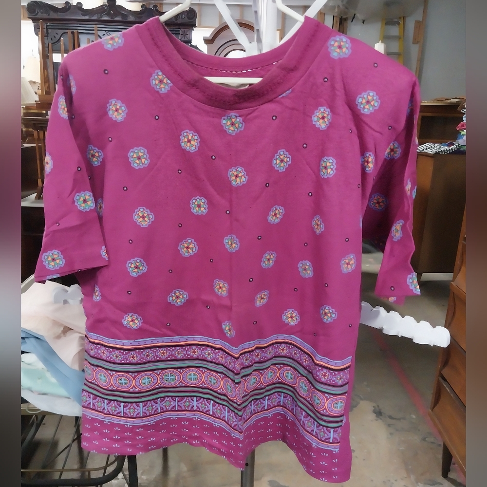 French Navy Petite Pink Patterned Shirt